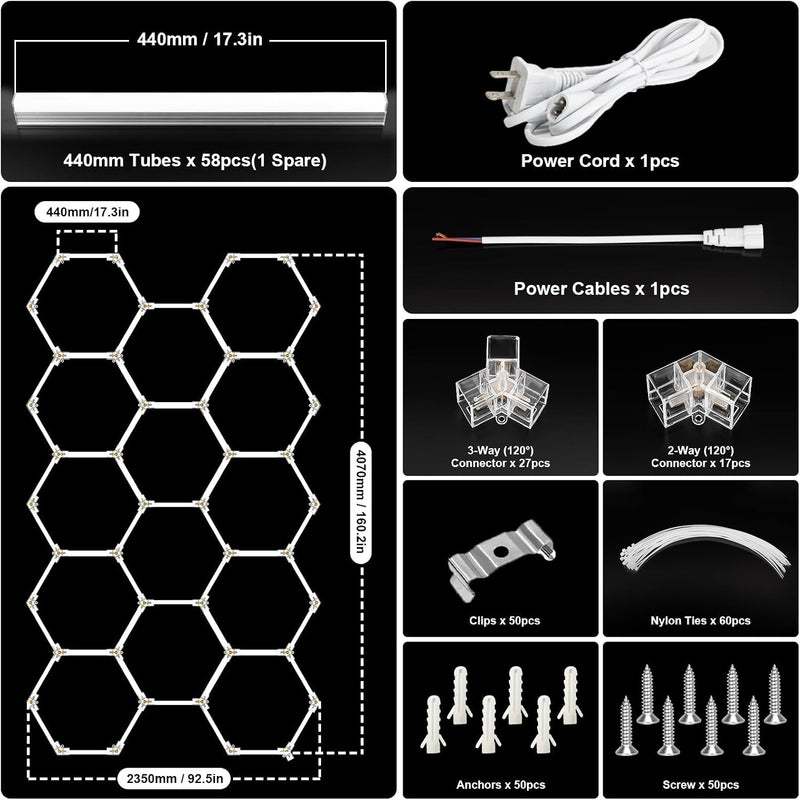 Hexagon LED Garage Lights Honeycomb Ceiling Light 456W