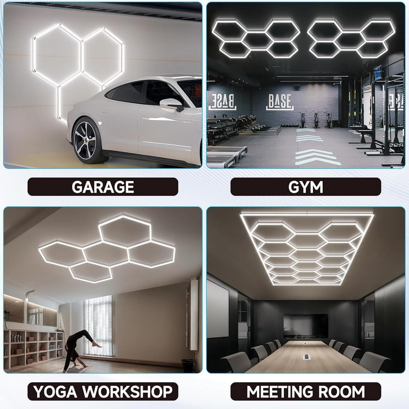 Hexagon LED Garage Lights Honeycomb Ceiling Light 456W