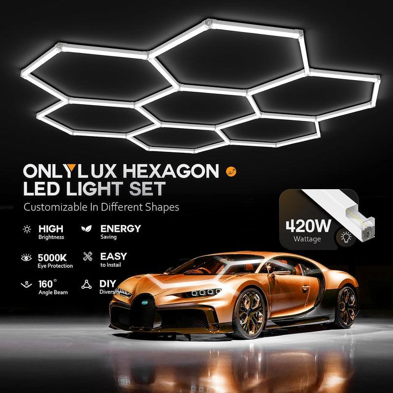Hexagon LED Garage Lights Honeycomb Ceiling Light 456W