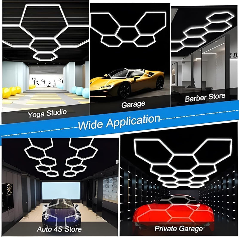 Hexagon LED Garage Lights Honeycomb Ceiling Light 456W