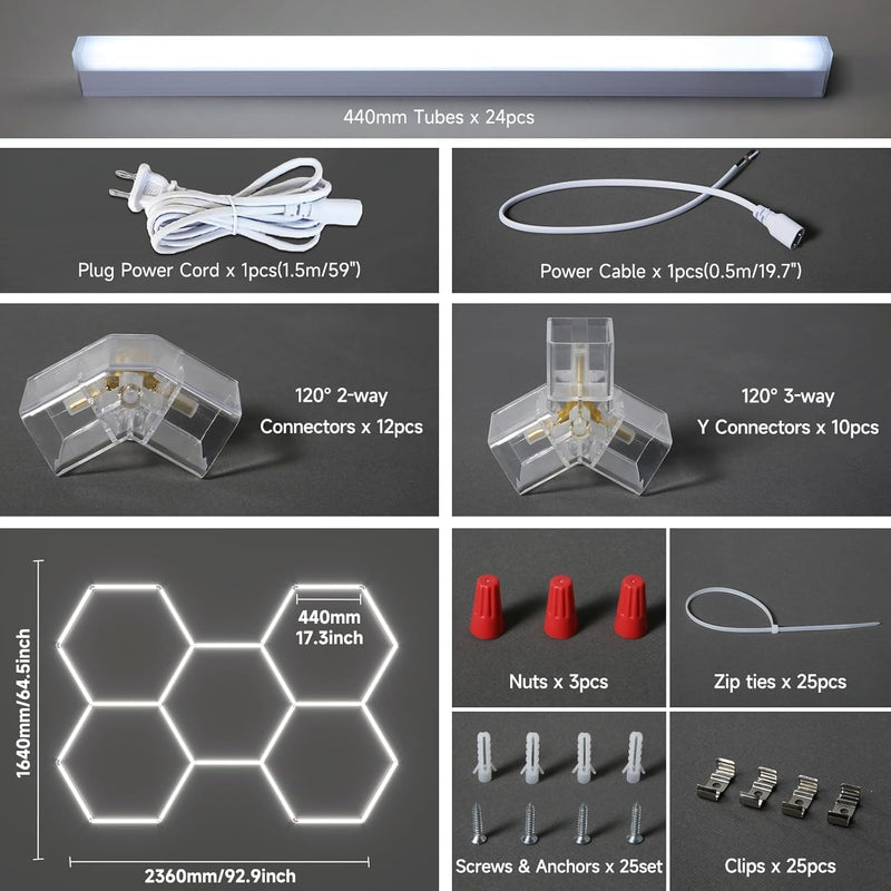 Hexagon LED Garage Lights Honeycomb Ceiling Light 456W