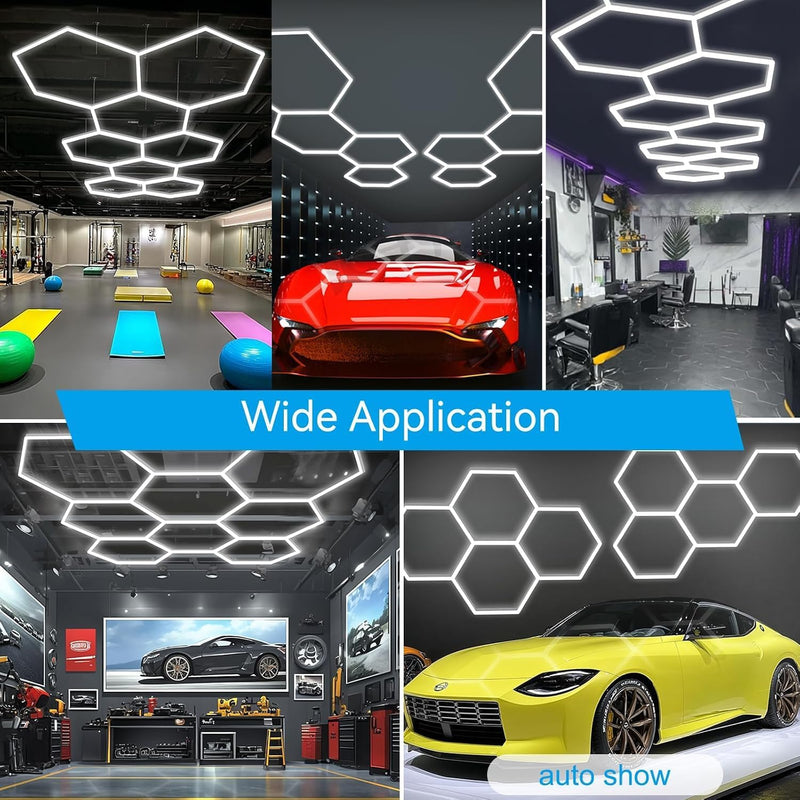 Hexagon LED Garage Lights Honeycomb Ceiling Light 456W
