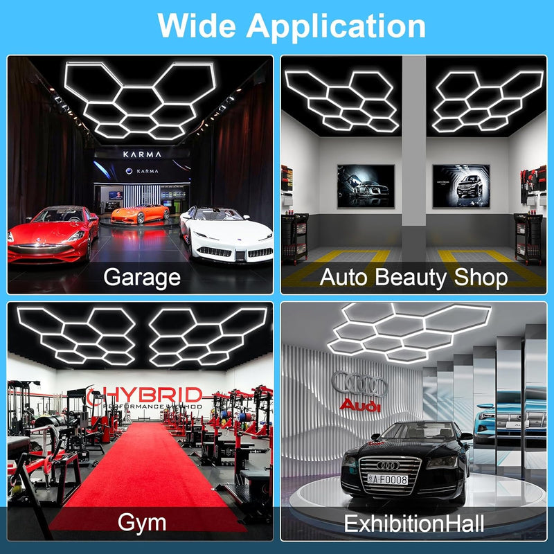 Hexagon LED Garage Lights Honeycomb Ceiling Light 456W