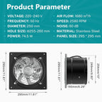 Hg Power 150MM Exhaust Fan 525m³ H Stainless