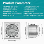 Hg Power 150MM Exhaust Fan 525m³ H Stainless