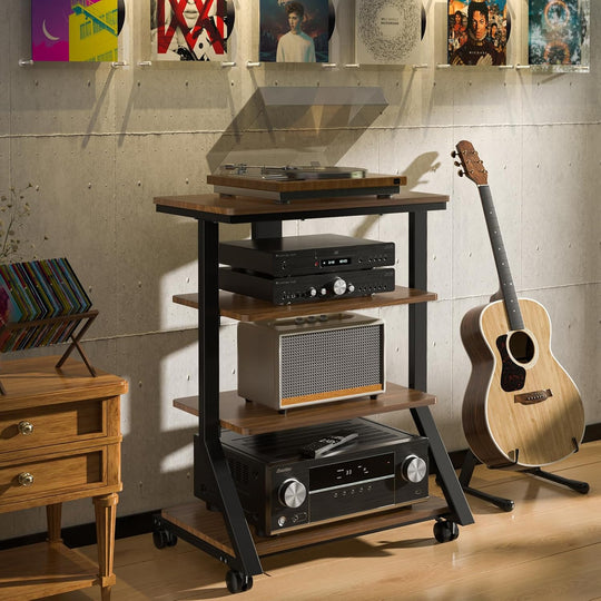 Hifi Racks and Stands 4 Tiers Wooden Shelves