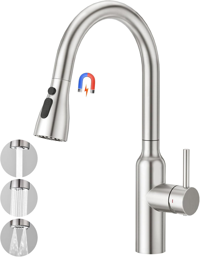 High Arc Kitchen Sink Mixer Tap with Pull