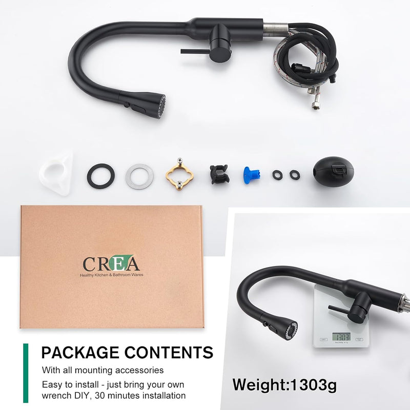 High Arc Kitchen Sink Mixer Tap with Pull
