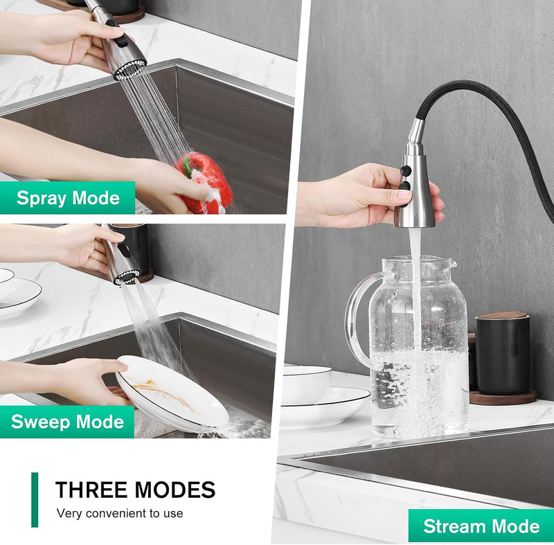 High Arc Kitchen Sink Mixer Tap with Pull