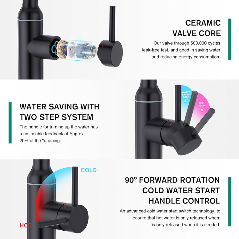 High Arc Kitchen Sink Mixer Tap with Pull