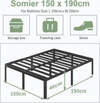 High Bed Frame 4ft6 with Rounded Corner Legs