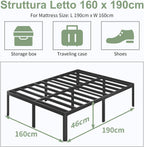 High Bed Frame 4ft6 with Rounded Corner Legs
