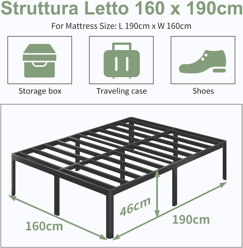 High Bed Frame with Rounded Corner Legs