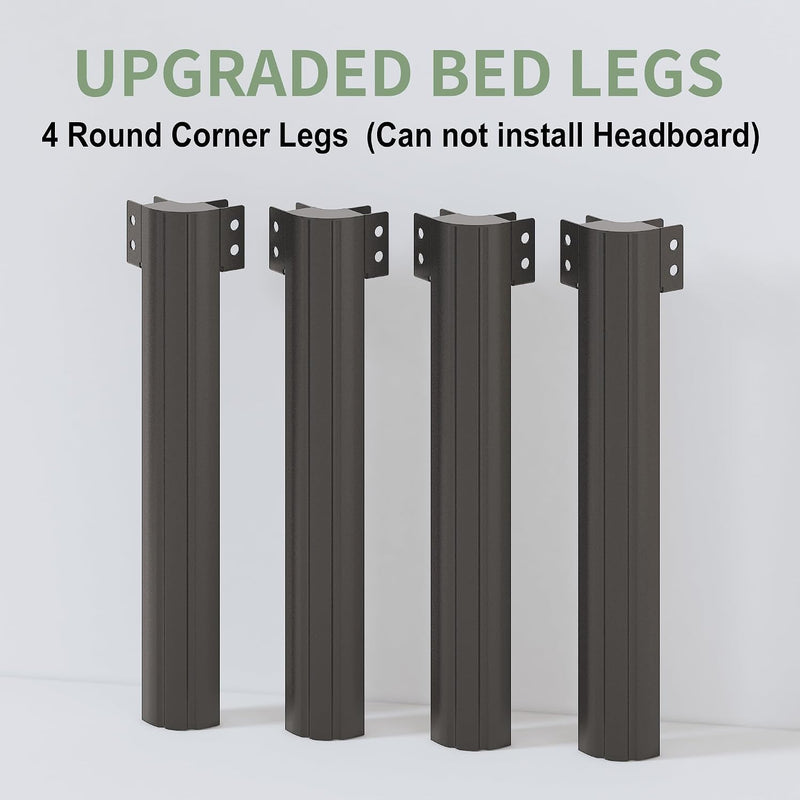 High Bed Frames with Rounded Corner Legs