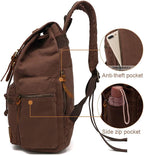 High Capacity Canvas Vintage Backpack for School Hiking