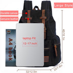 High Capacity Canvas Vintage Backpack for School Hiking