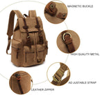 High Capacity Canvas Vintage Backpack for School Hiking