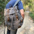 High Capacity Canvas Vintage Backpack for School Hiking