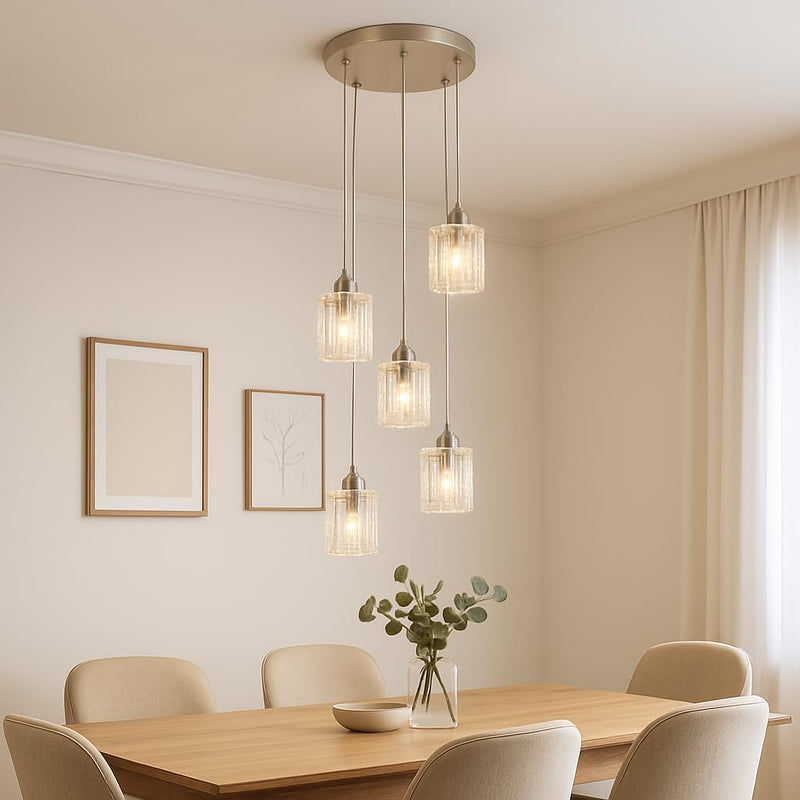 Glass Ceiling Pendant Light Modern 3-Light Chrome Chandelier