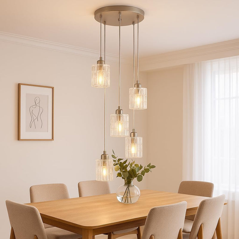 Glass Ceiling Pendant Light Modern 3-Light Chrome Chandelier