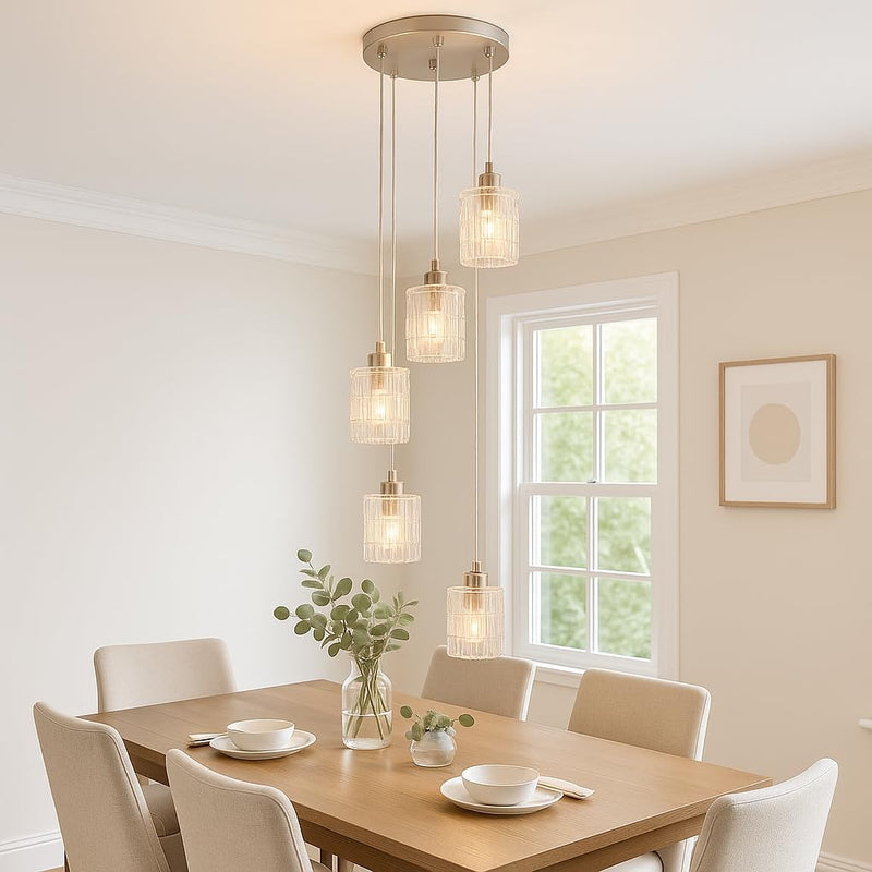 Glass Ceiling Pendant Light Modern 3-Light Chrome Chandelier
