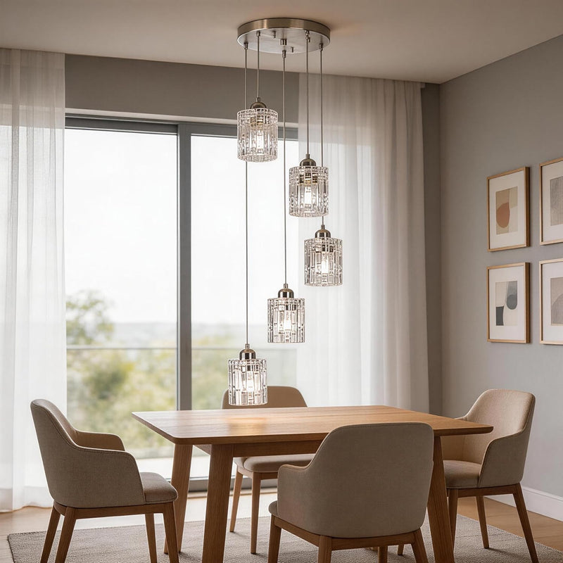 Glass Ceiling Pendant Light Modern 3-Light Chrome Chandelier