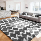 High Pile Fluffy Rug Shaggy with Geometric Pattern