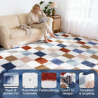 High Pile Fluffy Rug Shaggy with Geometric Pattern