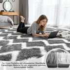 High Pile Fluffy Rug Shaggy with Geometric Pattern