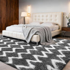 High Pile Fluffy Rug Shaggy with Geometric Pattern