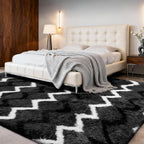 High Pile Fluffy Rug Shaggy with Geometric Pattern