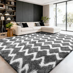 High Pile Fluffy Rug Shaggy with Geometric Pattern