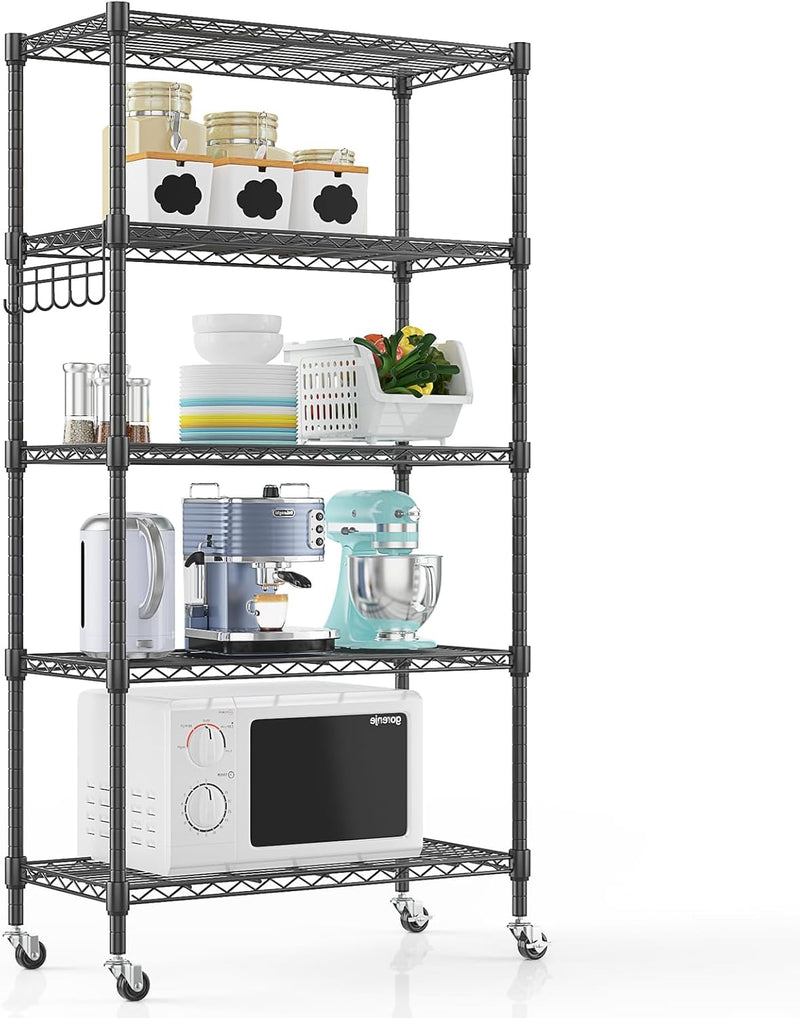6-Tier Wire Shelving Unit with Wheels
