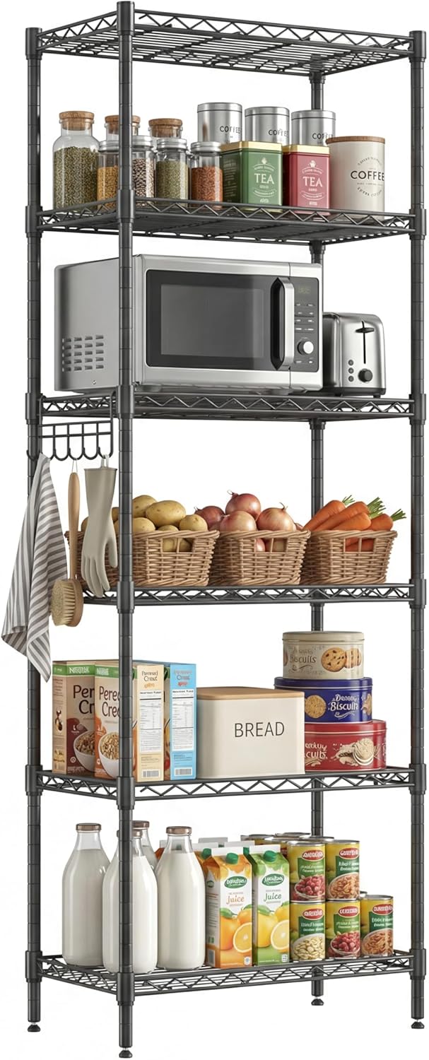 6-Tier Wire Shelving Unit with Wheels
