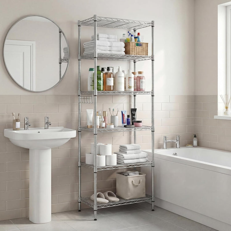 6-Tier Wire Shelving Unit with Wheels