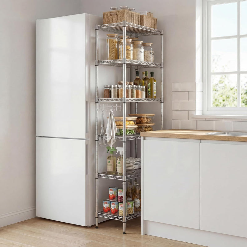 6-Tier Wire Shelving Unit with Wheels