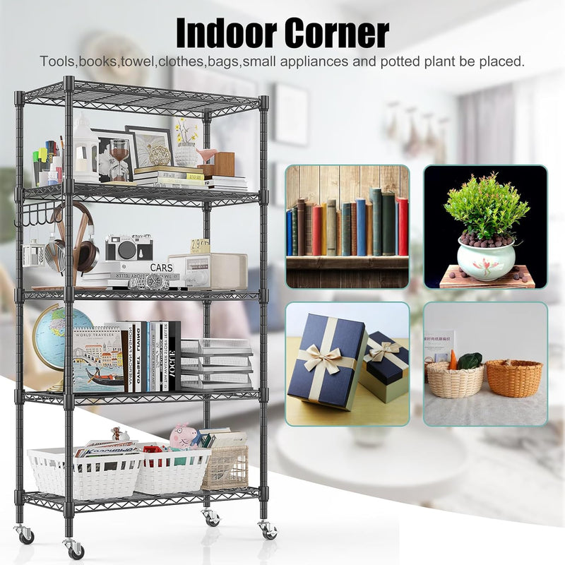 6-Tier Wire Shelving Unit with Wheels