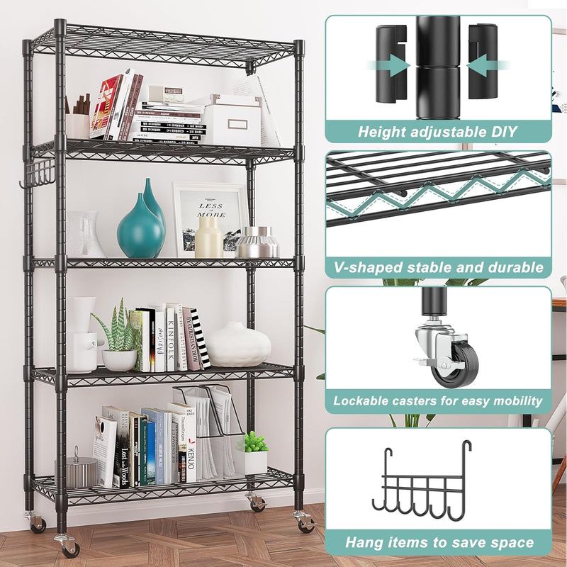 6-Tier Wire Shelving Unit with Wheels