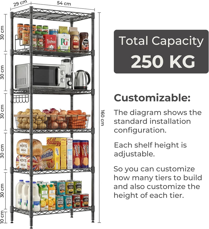 6-Tier Wire Shelving Unit with Wheels