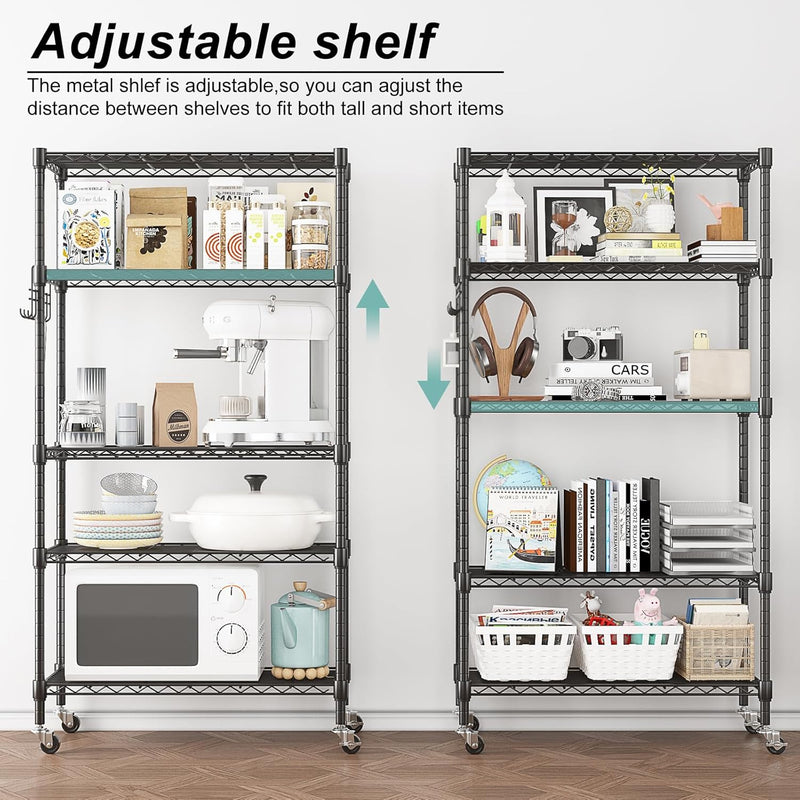 6-Tier Wire Shelving Unit with Wheels