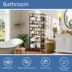 Bamboo Shelf 6-Tier Adjustable Tall Open Bookcase Bathroom