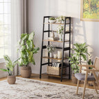 Ladder Shelf 4 Tier Bookshelf Freestanding Bathroom Storage