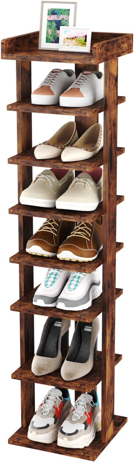 Home Bi 8-Tier Narrow Shoe Rack Corner Tower