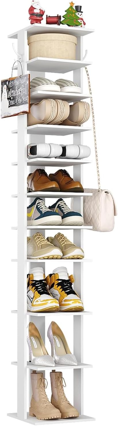 Home Bi 8-Tier Narrow Shoe Rack Corner Tower
