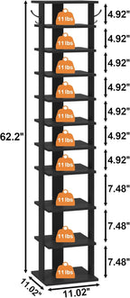 Home Bi 8-Tier Narrow Shoe Rack Corner Tower