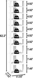 Home Bi 8-Tier Narrow Shoe Rack Corner Tower
