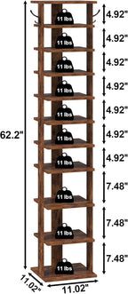 Home Bi 8-Tier Narrow Shoe Rack Corner Tower