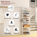 Home Bi 8-Tier Narrow Shoe Rack Corner Tower