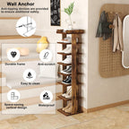 Home Bi 8-Tier Narrow Shoe Rack Corner Tower