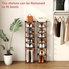 Home Bi 8-Tier Narrow Shoe Rack Corner Tower